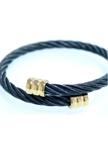 Siyah ve Altın Set Sıcak Erkekler Titanyum Çelik Romen Rakamlı Bilezik At Nalı Toka Bilezik Pulseira Bileklik Lüks El Yapımı Takı (Yurt Dışından)