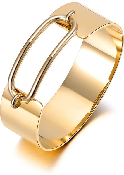 Altın Rengi Lokaer Orijinal Tasarım Titanyum Paslanmaz Çelik Abartma Bilezik Kadınlar Kızlar Için Bilezikler Geometrik Zincir Bağlantı Bilezik B (Yurt Dışından)