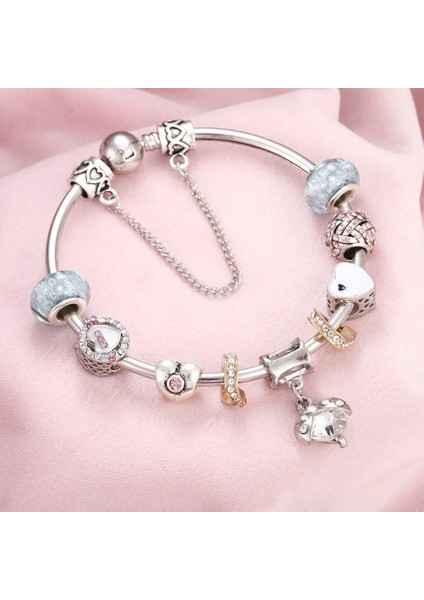 70 mm Tarzı B355 Lüks Dıy Boncuk Gül Altın Kristal Bileklik ve Bileklik Kadınlar Kalp Arı Boncuk Charm Bilezikler Zincirli Kadın Pulsera Takı (Yurt Dışından)