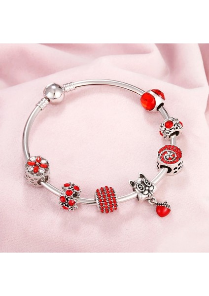 70 mm Tarzı B355 Lüks Dıy Boncuk Gül Altın Kristal Bileklik ve Bileklik Kadınlar Kalp Arı Boncuk Charm Bilezikler Zincirli Kadın Pulsera Takı (Yurt Dışından)