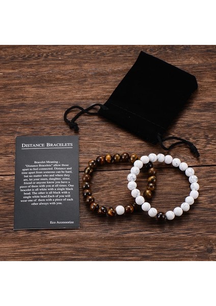 Beyaz Kahverengi Çanta Et Çiftler Mesafe Bilezik Klasik Doğal Taş Beyaz ve Siyah Yin Yang Boncuklu Erkekler Kadınlar Için Bilezikler Best Friend Sıcak (Yurt Dışından)