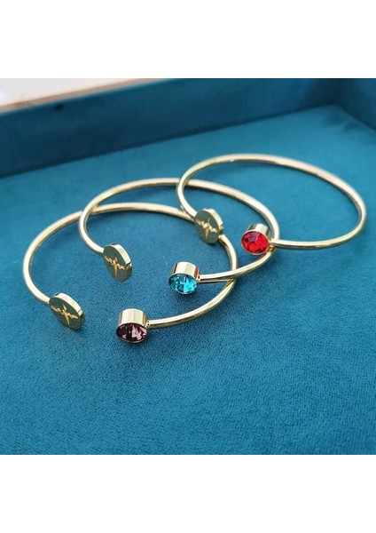 Altın Tarzı Aralık Paslanmaz Çelik Kalp Atışı Kardiyogram Bilezikler Kadınlar Için Kristal Birthstone Açık Manşet Bileklik Stetoskop Takı Hemşire Için Hediyeler (Yurt Dışından) fiyatları