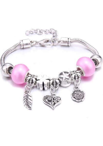 B3287-PEMBE Yeni Mor Kristal Boncuk Bileklik Doğal Taş Boncuklu Bileklik Kolye Yüksek Dereceli Bilezikler Kadın Moda Takı Hediye (Yurt Dışından)