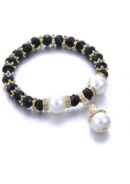B3191-SIYAH Kadınlar Için Hediyeler Doğal Taş Çekicilik Takı Bilezikler Moda Kristal Bilezik Kolye Nefis Boncuklu Kadın Takı Yapımı (Yurt Dışından)