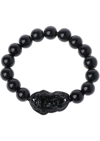 Stil 7 12MM Feng Shui Obsidyen Taş Boncuk Bilezik Erkek Kadın Unisex Bileklik Altın Siyah Pixiu Zenginlik ve Iyi Şanslar Kadın Bilezik (Yurt Dışından) indirimleri