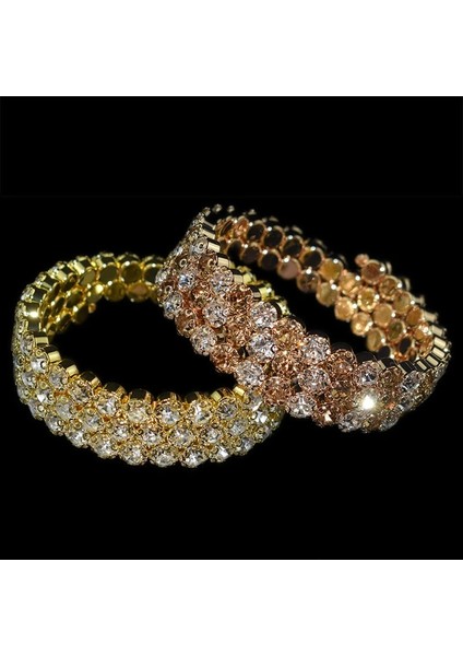 3 Sıra Sarı Beyaz Moda Lüks Kadınlar Çok Katmanlar Kristal Rhinestone Bilezik Bilezik Ayarlanabilir Düğün Pulseras Takı Kız Hediyeler (Yurt Dışından) fiyatları