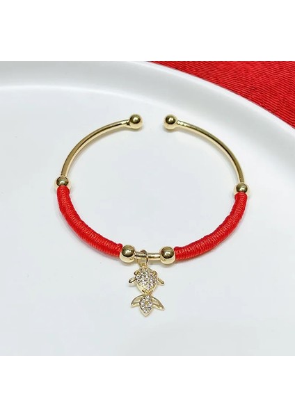 4 Şanslı Balık Tigerfishlockgourd Charms Şanslı Zengin Kırmızı Iplik Halat Altın Kaplama Manşet Bilezik Kadınlar Için Bilezik Kadın Kadın Yeni Yıl Hediyeleri YBR623 (Yurt Dışından)