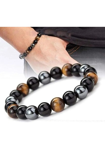 10 mm Tarzı No.11 Boyutu Doğal Siyah Obsidyen Hematit Kaplan Gözü Boncuk Bilezik Erkekler Manyetik Sağlık Koruma Kadınlar Için Soul Takı Pulsera Hombre (Yurt Dışından)