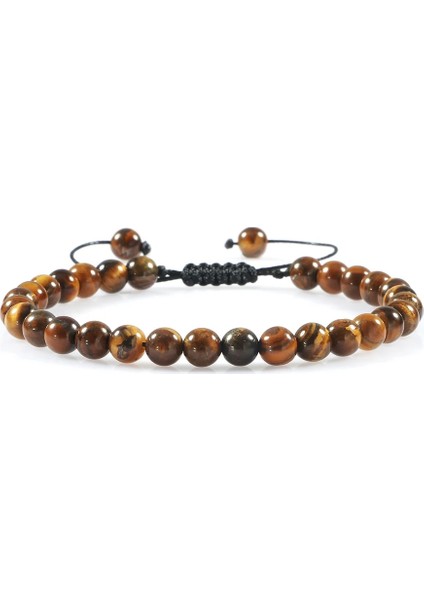 Kaplan Gözü 6mm Doğal Taş Erkek Bileklik Charm Kaplan Gözü Siyah Boncuk Bilezik Örgülü Bileklik Ayarlanabilir Charm Kadınlar Yoga Takı Pulseras (Yurt Dışından)