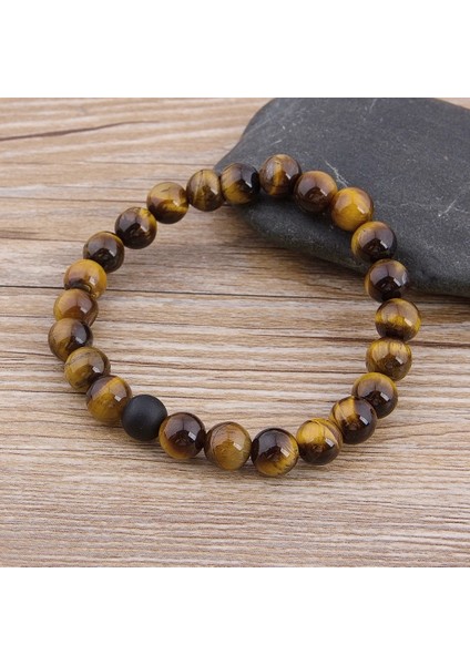 Siyah Beyaz Özel Kadın Erkek Mermer Boncuk Kaplan Gözü Boncuk Mavi Boncuk Lava Doğal Taş Boncuk Bilezik Geniş 8mm Taş El Yapımı Boho Takı (Yurt Dışından) modelleri