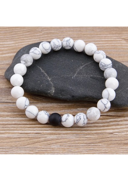 Siyah Beyaz Özel Kadın Erkek Mermer Boncuk Kaplan Gözü Boncuk Mavi Boncuk Lava Doğal Taş Boncuk Bilezik Geniş 8mm Taş El Yapımı Boho Takı (Yurt Dışından) indirimleri