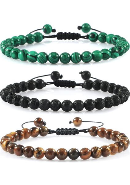 Kaplan Gözü 6mm Doğal Taş Erkek Bileklik Charm Kaplan Gözü Siyah Boncuk Bilezik Örgülü Bileklik Ayarlanabilir Charm Kadınlar Yoga Takı Pulseras (Yurt Dışından)