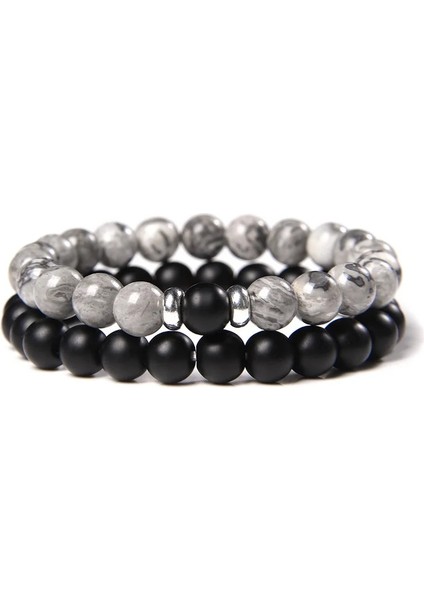 21CM Tarzı 4 Harita 8mm Et Çiftler Mesafe Bilezikler Erkek Siyah Lav Taş Boncuk Bilezik Dişi Ahşap Boncuk Charm Bilezikler Kadın Erkek Bilezik (Yurt Dışından)