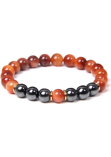 23CM Tarzı No.2 Boyutu Yüksek Li Doğal Taş Kaplan Gözü Boncuk Charm Bilezik 8mm Hematit Boncuklu Yoga Enerji Bilezik Kadın Erkek Takı Hediyeler Için (Yurt Dışından)