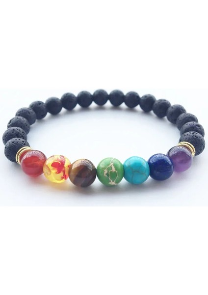 18CM Tarzı Altın 8mm Boncuk Lava Kaya 7 Çakra Şifa Erkekler Kadınlar Için Denge Bilezik Reiki Namaz Taş Yoga Çakra Bilezik Pulseras Mujer (Yurt Dışından) modelleri