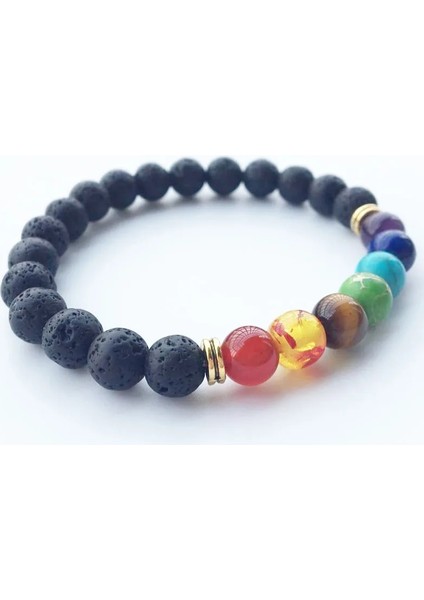 18CM Tarzı Altın 8mm Boncuk Lava Kaya 7 Çakra Şifa Erkekler Kadınlar Için Denge Bilezik Reiki Namaz Taş Yoga Çakra Bilezik Pulseras Mujer (Yurt Dışından) fırsatları