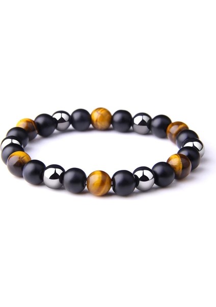 17CM Tarzı Mat Doğal Siyah Obsidyen Hematit Kaplan Gözü Boncuk Bilezik Erkekler Manyetik Sağlık Koruma Kadınlar Için Takı Pulsera Hombre (Yurt Dışından)