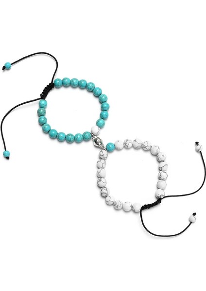 Manyetik STIL13 Et Çiftler Mesafe Bilezik Klasik Doğal Taş Beyaz ve Siyah Yin Yang Boncuklu Erkekler Kadınlar Için Bilezikler Best Friend Sıcak (Yurt Dışından)