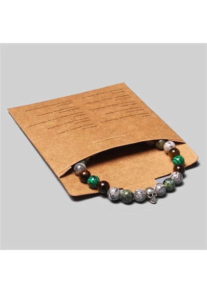 17CM Tarzı Kafatası 1 Erkekler Bilezik 8mm Doğal Hematit Kaplan Gözü Boncuk Claack Şifa Taş Bilezikler Çift Yeni Yıl Hediyesi Için Pulsera De Hombre (Yurt Dışından)