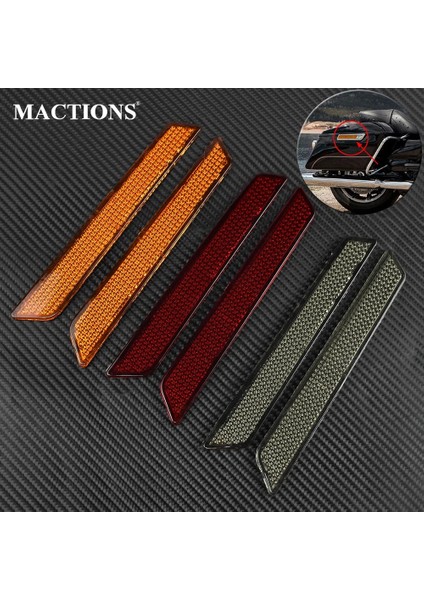 Turuncu Reflektörler Stili 2 Adet Motosiklet Eyer Çantası Koruma Reflektör Kapağı Abs Plastik Harley Touring Street Glide Road King Fltflht (Yurt Dışından)