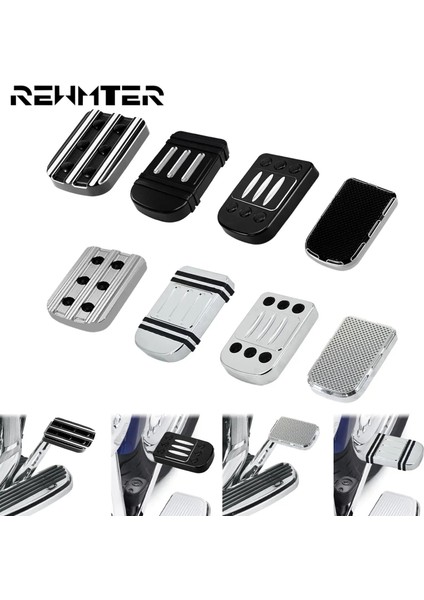 Fren Pedalı Pad E Stili Motosiklet Blackchrome Büyük Ayak Pegs Footrest Fren Pedalı Koruyucu Kapak Harley Softail Touring Cvo Electra Glide Dyna Fat Boy (Yurt Dışından)