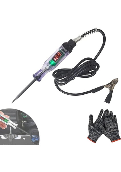 Araba Kamyon Devre Test Kalemi, Otomotiv Devre Test Cihazı, Dijital Elektrik Devresi LCD Test Cihazı Kamyon Gerilim Probu Kalemi (3-24V) (Yurt Dışından)