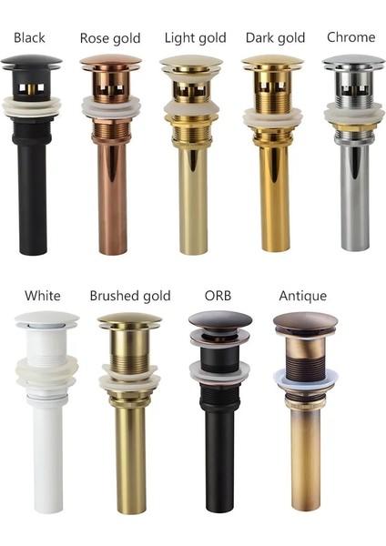 Delik Stili ile Koyu Altın Pirinç Drenaj Siyahbeyazkrom Kaplamaaltıngül Altınorb Banyo Havzası Aşağı Açılan Pop-Up Drenaj Taşma Deliği Olmadan Tasarım (Yurt Dışından) modelleri