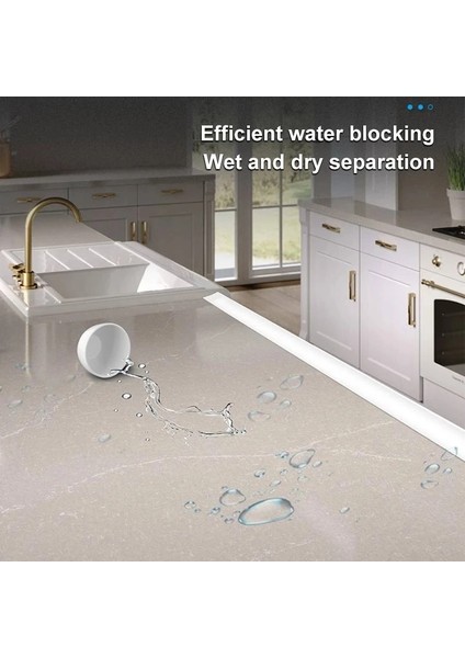 Beyaz Stil 300CM 3m Silikon Su Durdurucu Şerit Mutfak Havzası Su Engelleme Şerit Banyo Duş Barajı Taşkın Bariyeri Kuru ve Islak Ayırma (Yurt Dışından) modelleri