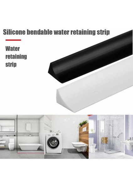 Beyaz Stil 250CM 6m-1m Banyo Su Tutucu Şerit Silikon Su Durdurma Kuru ve Islak Ayırma Duş Barajı Bariyeri Çamaşır Makinesi Havzası Soba (Yurt Dışından)