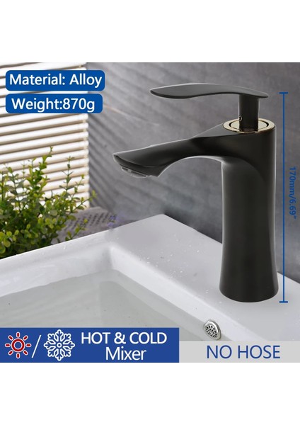 MP19-1 Siyah-Altın Tarzı Lüks Banyo Musluk Gül Altın Şelale Havzası Musluk Tek Delik Soğuk ve Sıcak Su Musluk Havzası Musluk Mikser Tak Musluk (Yurt Dışından)