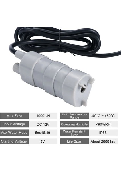 12V 600L 12V Su Pompasılh 600LH Yüksek Akış Balina Pompası 5m Dayanıklı Mühendislik Plastikleri Pompa Mikro Motor Su Pompası Bomba De Agua (Yurt Dışından)