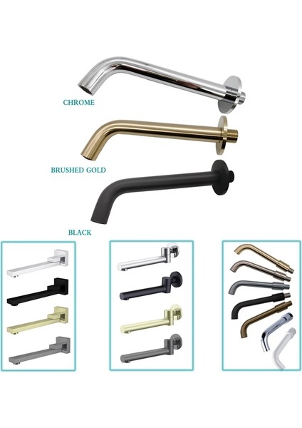 SP0005CP Dönme Stili Yok 20 Santimetre Lavabo Bataryası Aksesuarları Duvara Monte Musluk Çıkışı Döner mm Krom Siyah Altın Gun Metal Gri Beyaz Fırçalı (Yurt Dışından) fırsatları