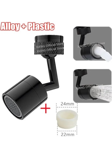 2 Mod Stili Pirinç Siyah 720 Dönebilen Mutfak Musluk Sıçrama Filtresi Püskürtücü Kafası Esnek Banyo Musluk Genişletici Adaptörü Köpük Memesi (Yurt Dışından)