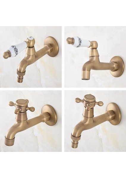 AAV313 Tarzı Pirinç Retro Antik Pirinç Tek Kolu Mutfak Musluk Duvara Monte Çamaşır Banyo Paspas Su Dokunun Bahçe Çamaşır Makinesi Musluk AAV313 (Yurt Dışından)