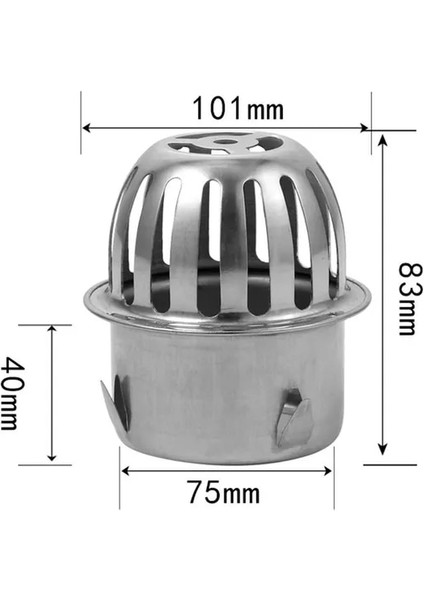 83MM Tarzı Balkon Çatı Yer Sifonu Paslanmaz Çelik Yuvarlak Büyük Deplasman Anti-Blokaj Filtre Ekran Kapağı Dış Mekan Yer Sifonu (Yurt Dışından)