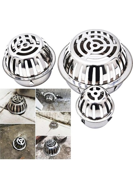 83MM Tarzı Balkon Çatı Yer Sifonu Paslanmaz Çelik Yuvarlak Büyük Deplasman Anti-Blokaj Filtre Ekran Kapağı Dış Mekan Yer Sifonu (Yurt Dışından) fiyatları