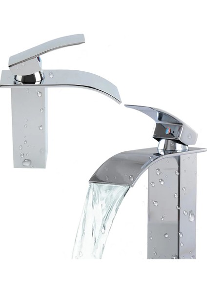 C Tarzı Modern Banyo Havzası Musluk Şelale Güverte Üstü Soğuk ve Sıcak Su Musluk Bataryası Pirinç Krom Vanity Gemi Lavabo Vinç (Yurt Dışından)