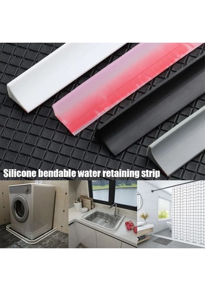 Beyaz Stil 50CM Silikon Banyo Aksesuarları Sel Bariyeri Su Tutma Şeridi Kendinden Yapışkanlı Su Durdurucu Kapı Alt Sızdırmazlık Şeridi (Yurt Dışından) fırsatları