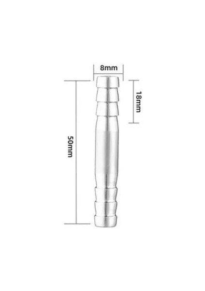 8mm Tarzı Hortum Dikeni Düz Iki Yönlü Paslanmaz Çelik Boru Bağlantı Konnektörü (Yurt Dışından)