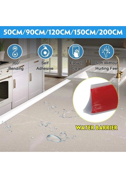 Siyah Stil 100CM Yeni Silikon Banyo Su Durdurucu Kaymaz Kuru ve Islak Ayırma Taşkın Bariyeri Engelleyici Duş Barajı Kapı Alt Sızdırmazlık Şeridi (Yurt Dışından)
