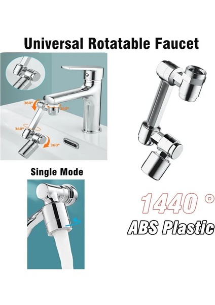 Tek Mod 1440 Stili Yeni Evrensel 1440 Dönebilen Musluk Genişletici Sprey Başlığı Anti Sıçrama Filtresi Abs Musluk Mutfak Musluklar Su Tasarrufu Memesi Püskürtücü (Yurt Dışından)