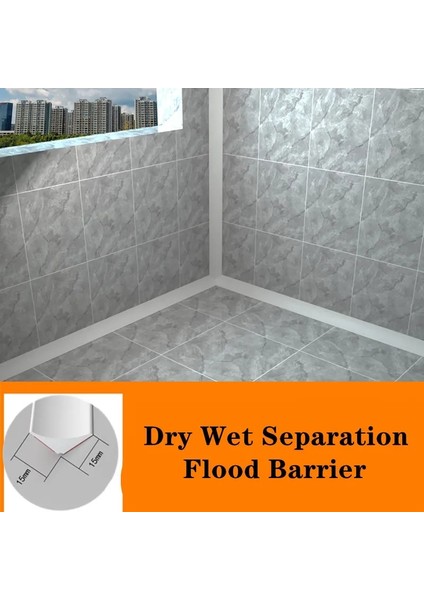 Beyaz Stil .uzunluk 80CM Silikon Banyo Su Durdurucu Engelleyici Duş Kuru Islak Ayırma Sel Bariyeri Su Geçirmez Mutfak Duvar Köşe Sızdırmazlık Şeridi Bant (Yurt Dışından) fırsatları