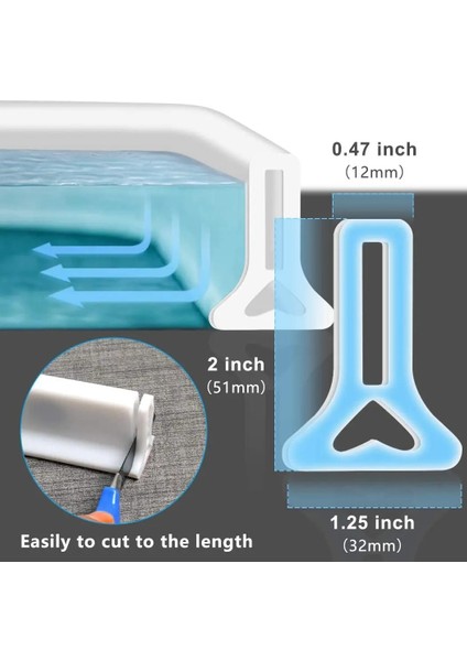 Net Stil 1 Milyon Silikon Banyo Su Durdurucu Engelleyici Duş Barajı Kaymaz Kuru ve Islak Ayırma Taşkın Bariyeri Kapı Alt Sızdırmazlık Şeridi (Yurt Dışından)