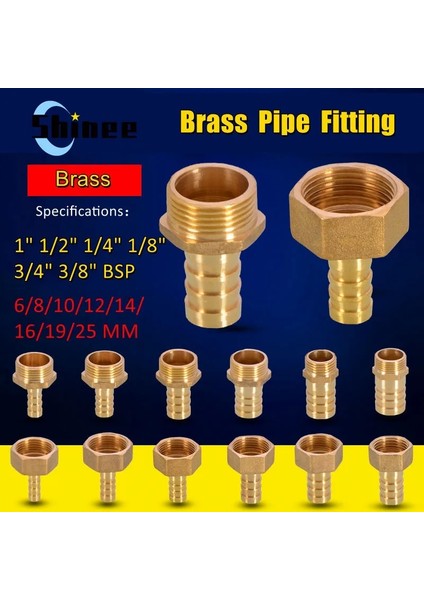 Plf Stili 4 mm Diken Pirinç Hortum Bağlantısı mm Dikenli Kuyruk Bsp Erkek Dişi Dişli Bakır Konnektör Bağlayıcı (Yurt Dışından)