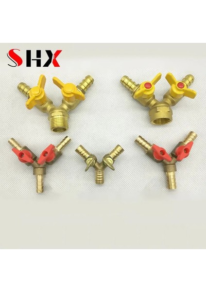 12MM-2 Yollu Stil Hortum Diken Y Tipi Üç 3 Yollu Pirinç Kapatma Küresel Vana Boru Tesisat Konnektör Adaptörü Yakıt Gaz Su Yağ Hava (Yurt Dışından)
