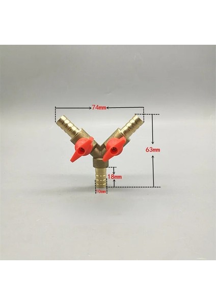 12MM-2 Yollu Stil Hortum Diken Y Tipi Üç 3 Yollu Pirinç Kapatma Küresel Vana Boru Tesisat Konnektör Adaptörü Yakıt Gaz Su Yağ Hava (Yurt Dışından)