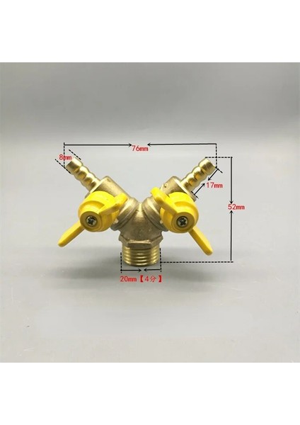 12MM-2 Yollu Stil Hortum Diken Y Tipi Üç 3 Yollu Pirinç Kapatma Küresel Vana Boru Tesisat Konnektör Adaptörü Yakıt Gaz Su Yağ Hava (Yurt Dışından)