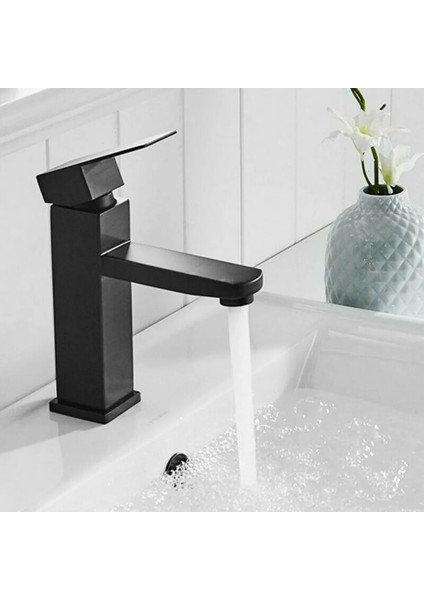 Gümüş - L- Hortum Stili Yok Banyo Musluk Havzası Musluklar Tek Delik Sıcak Soğuk Su Lavabo Bataryası Dokunun Mat Siyah Yüksek Sıcaklık ve Yüksek Basınca Dayanıklı (Yurt Dışından)