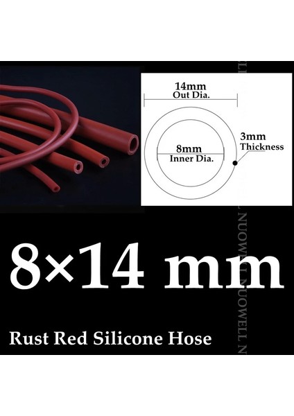 8X14MM Tarzı 1 Milyon I.d2 ~ 16MM Pas Kırmızı Silikon Boru Isıya Dayanıklı Otomobil Petrol Borusu Vakum Soğutma Borusu Hava Pompası Yumuşak Kauçuk Hortum (Yurt Dışından)