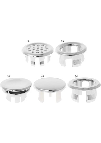 No.5 Tarzı Banyo Bak Taşma Halkası Altı Ayak Yuvarlak Insert Krom Delikli Kapak Kapağı 50PB (Yurt Dışından)
